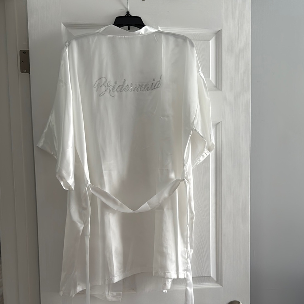 White Bridesmaid Satin Robe